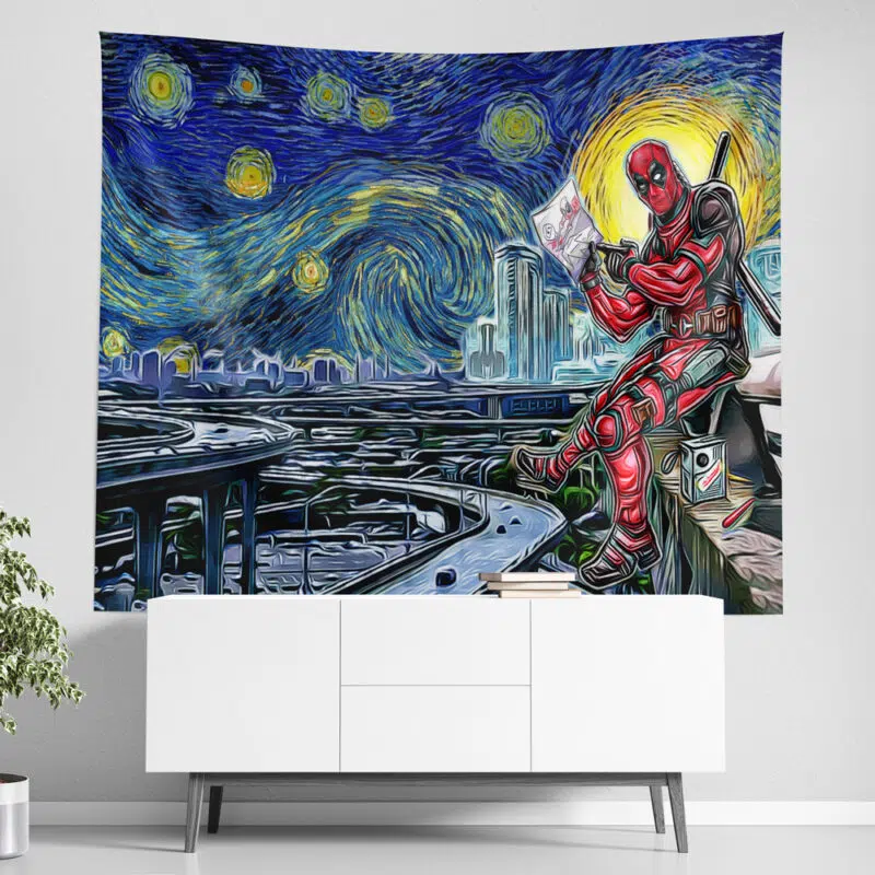 Deadpool Starry Night Tapestry