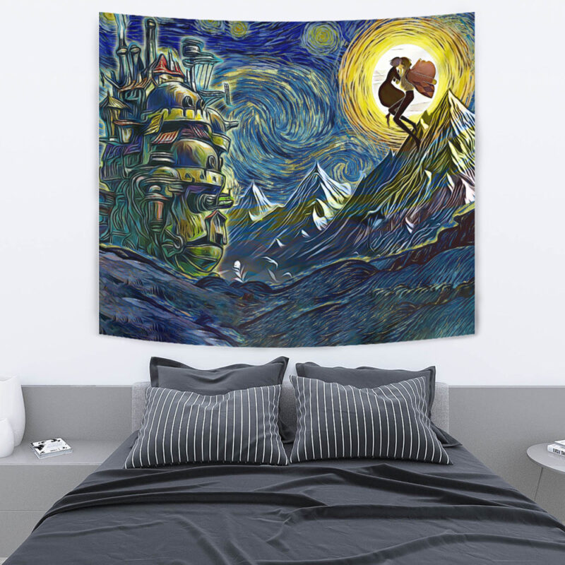 Howl's Moving Castle Starry Night Studio Ghibli Tapestry - Image 4