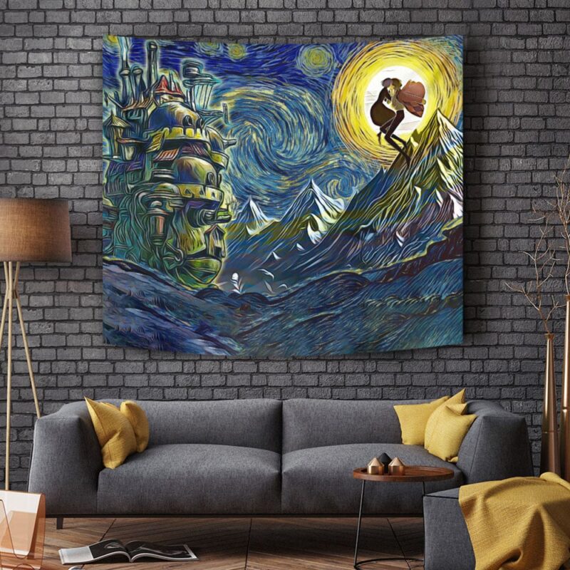 Howl's Moving Castle Starry Night Studio Ghibli Tapestry - Image 6