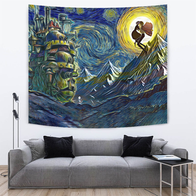 Howl's Moving Castle Starry Night Studio Ghibli Tapestry - Image 2