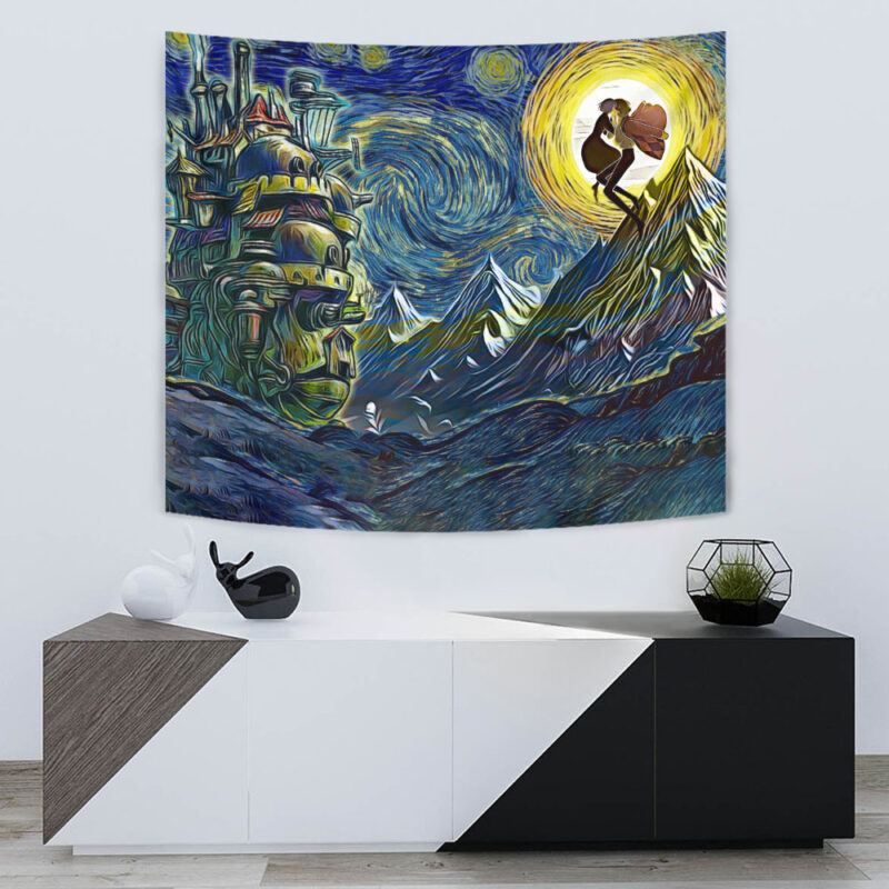 Howl's Moving Castle Starry Night Studio Ghibli Tapestry - Image 5
