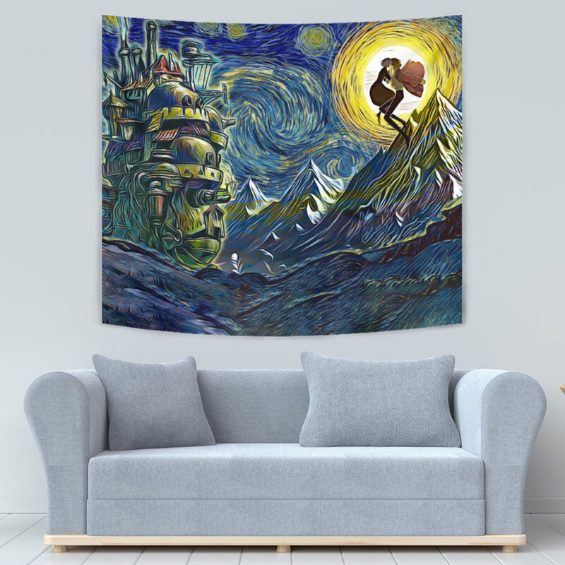 Howl's Moving Castle Starry Night Studio Ghibli Tapestry - Image 3
