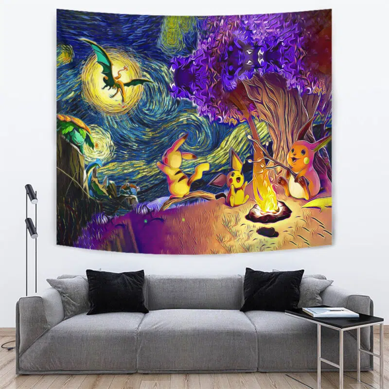 Pokemon Starry Night Campfire Tapestry - Image 2