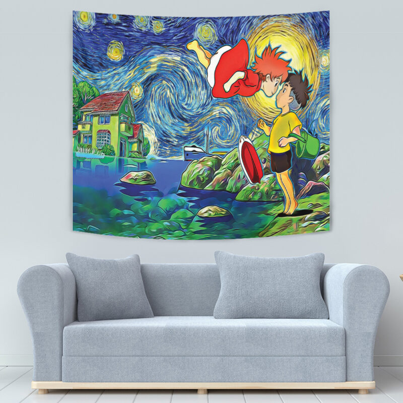 Ponyo Starry Night Studio Ghibli Tapestry - Image 3