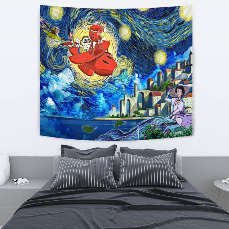 Porco Rosso Starry Night Studio Ghibli Tapestry - Image 4
