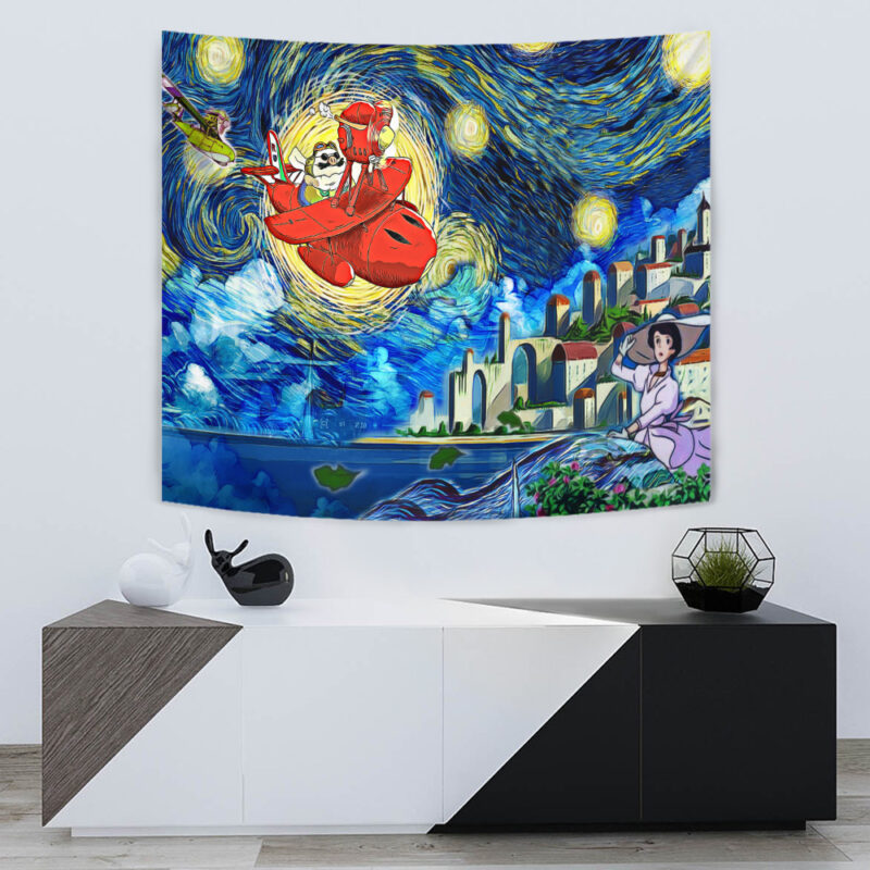 Porco Rosso Starry Night Studio Ghibli Tapestry - Image 5