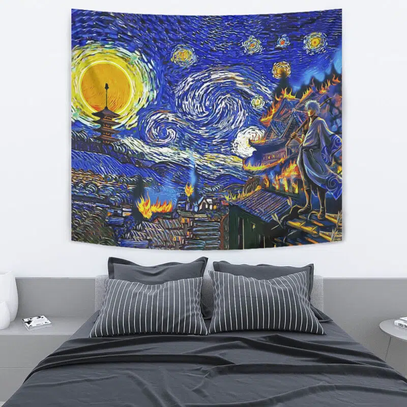 Village on Fire Gintama Starry Night Tapestry - Image 4
