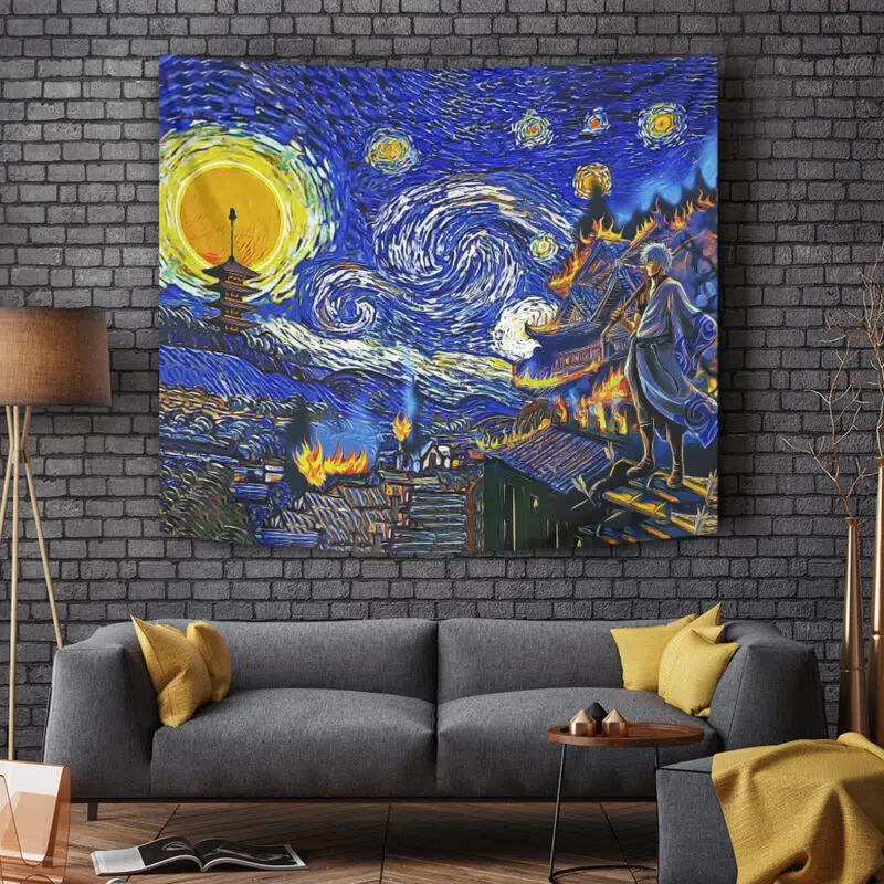 Village on Fire Gintama Starry Night Tapestry - Image 6