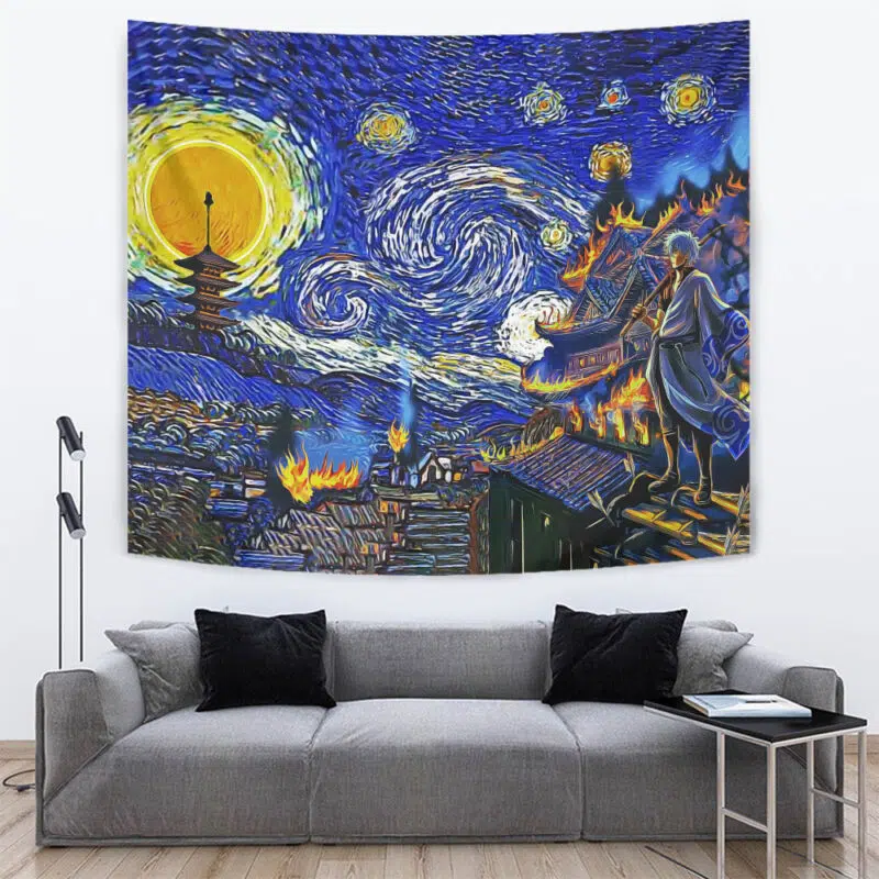Village on Fire Gintama Starry Night Tapestry - Image 2