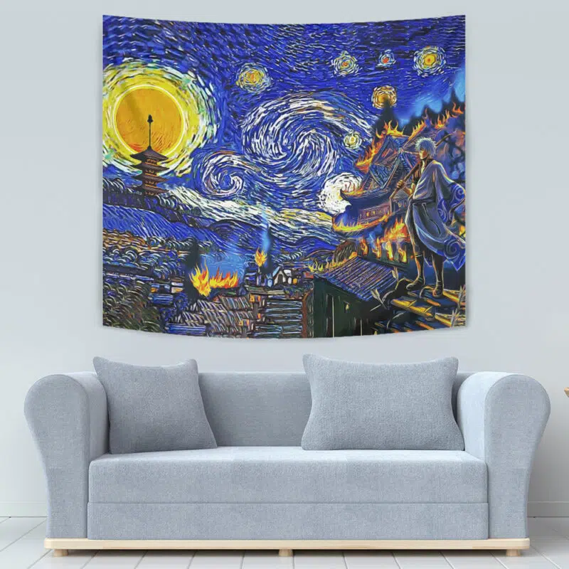 Village on Fire Gintama Starry Night Tapestry - Image 3