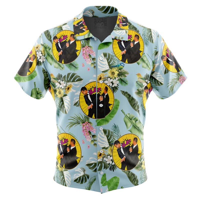 Will Smith Slaps Chris Rock Meme Button Up Hawaiian Shirt - Anime Ape