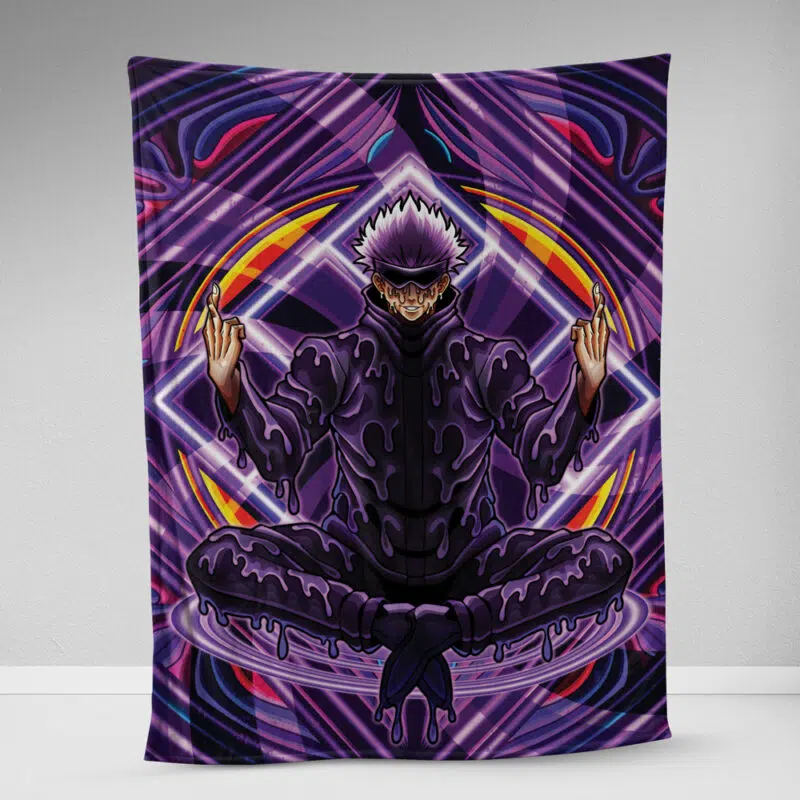 Trippy Meditating Gojo Satoru Jujutsu Kaisen Fleece Blanket