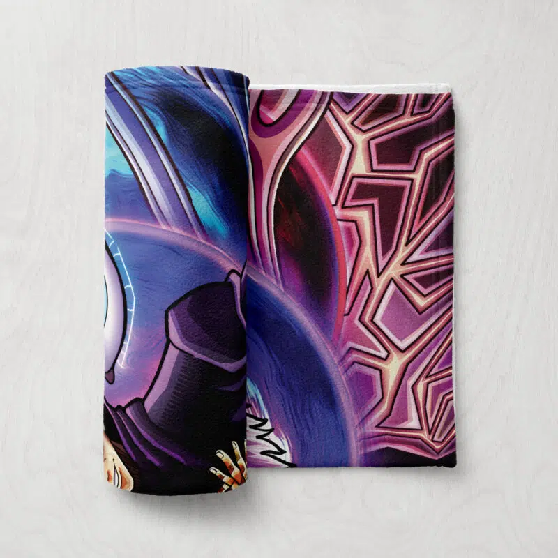 Trippy Gojo Satoru Hollow Purple Jujutsu Kaisen Fleece Blanket - Image 6