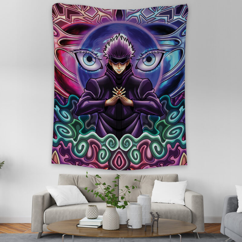 Trippy Gojo Satoru Hollow Purple Jujutsu Kaisen Tapestry - Image 3