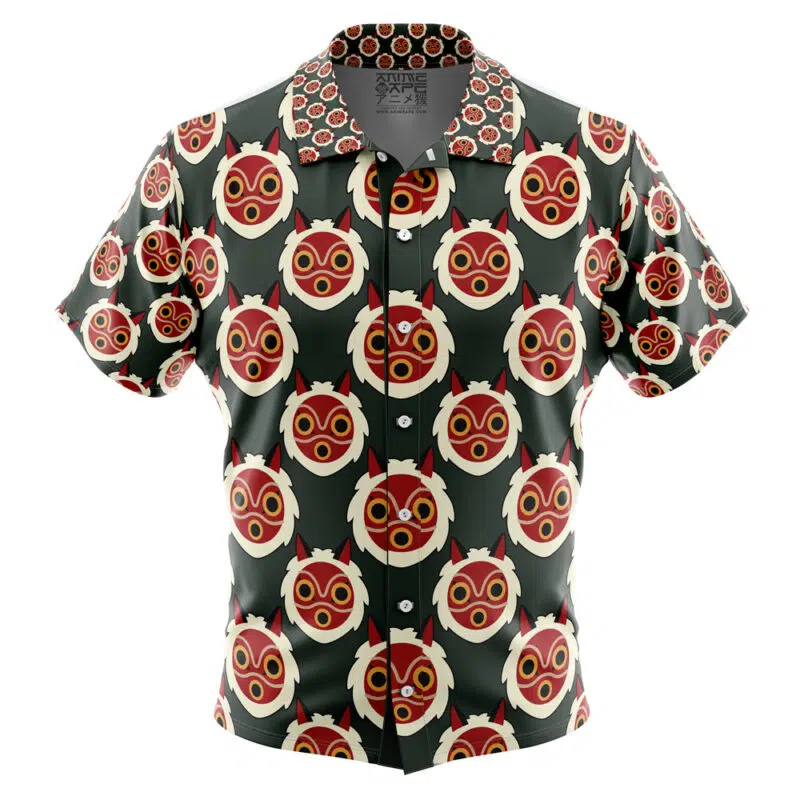 Hime's Mask Princess Mononoke Button Up Hawaiian Shirt