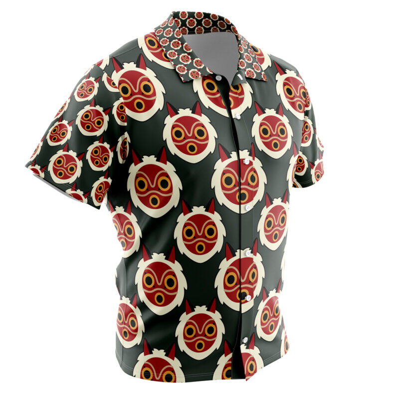 Hime's Mask Princess Mononoke Button Up Hawaiian Shirt - Image 2