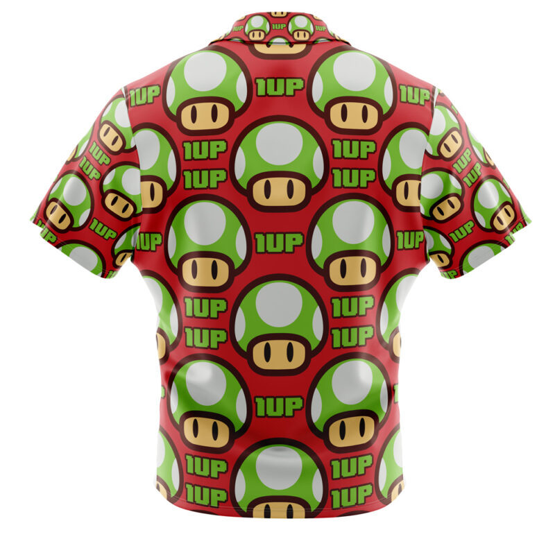 1Up Mushroom Super Mario Bros Button Up Hawaiian Shirt - Image 3
