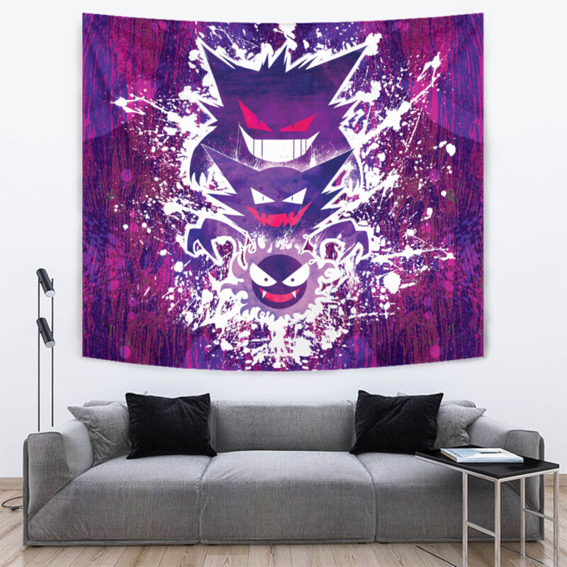 Trippy Ghostly Evolution Ghastly Haunter Gengar Pokemon Tapestry - Image 2