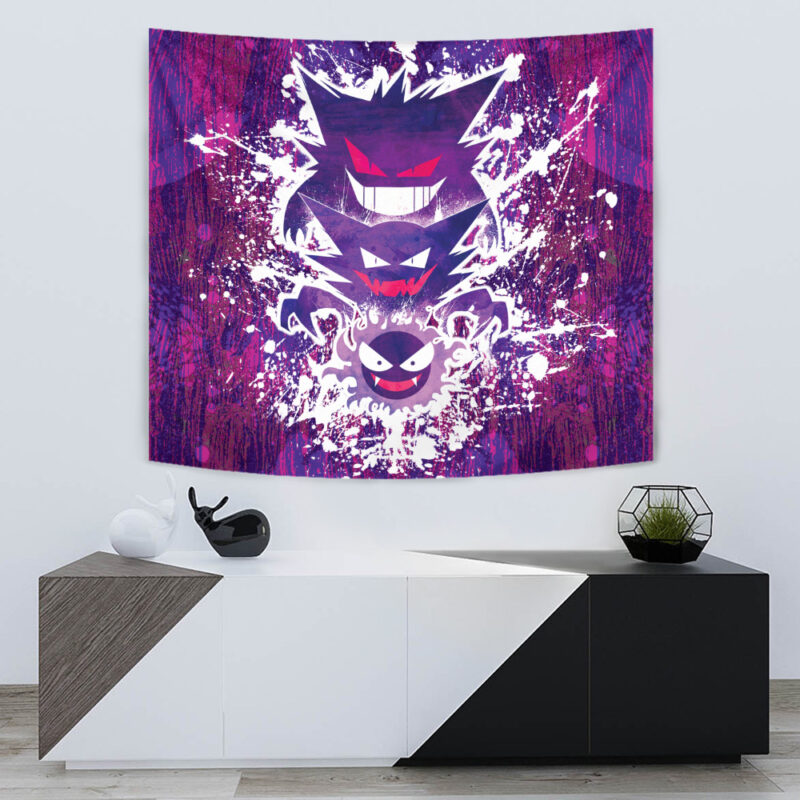 Trippy Ghostly Evolution Ghastly Haunter Gengar Pokemon Tapestry - Image 5