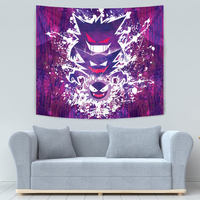 Trippy Ghostly Evolution Ghastly Haunter Gengar Pokemon Tapestry - Image 3