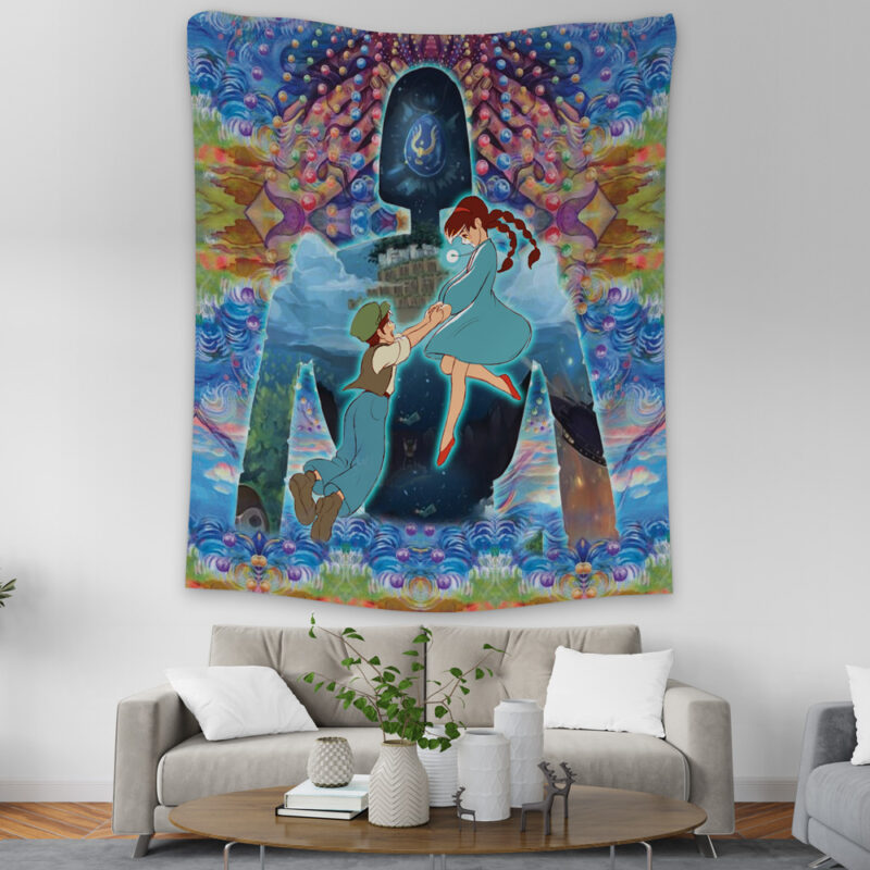 Trippy Castle in the Sky Studio Ghibli Tapestry - Image 3