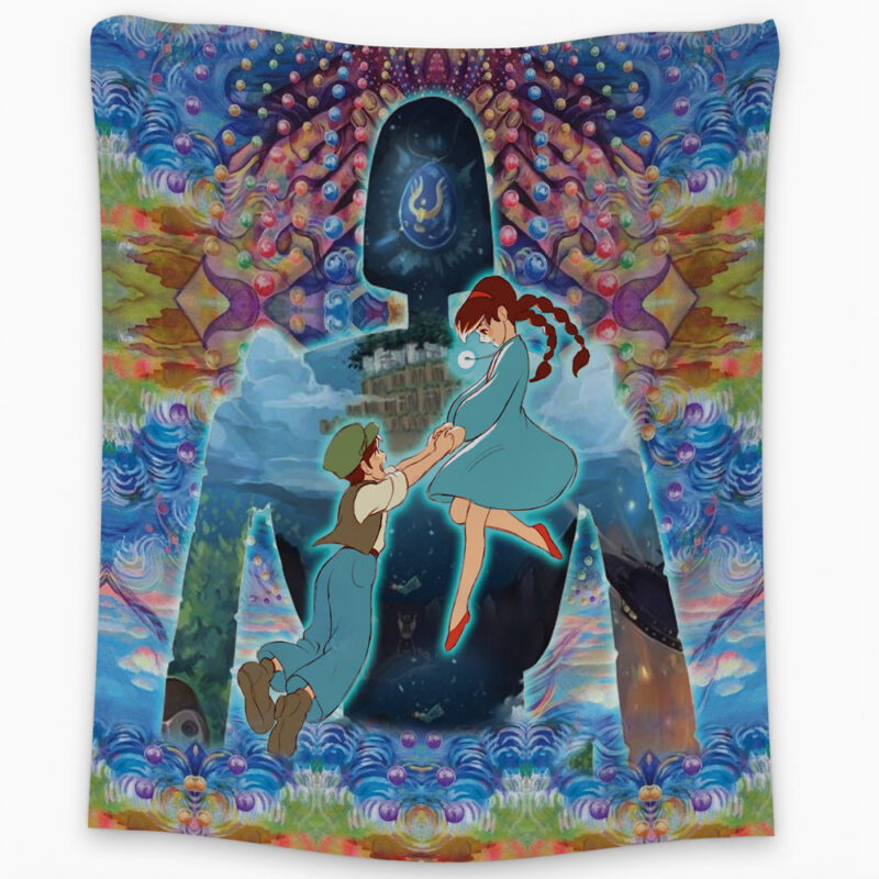 Trippy Castle in the Sky Studio Ghibli Tapestry - Image 2