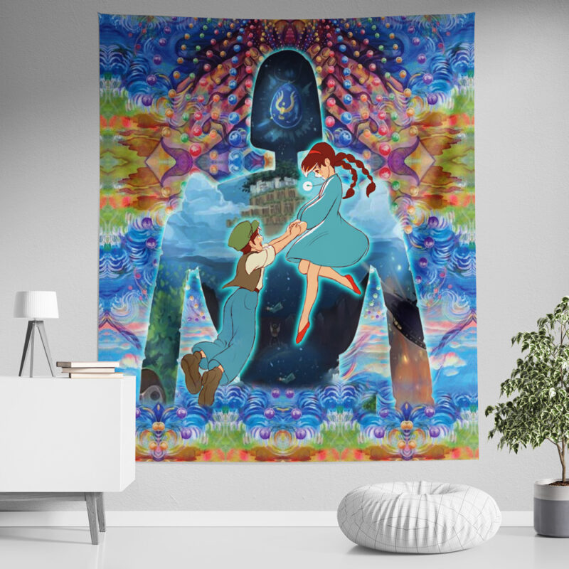 Trippy Castle in the Sky Studio Ghibli Tapestry