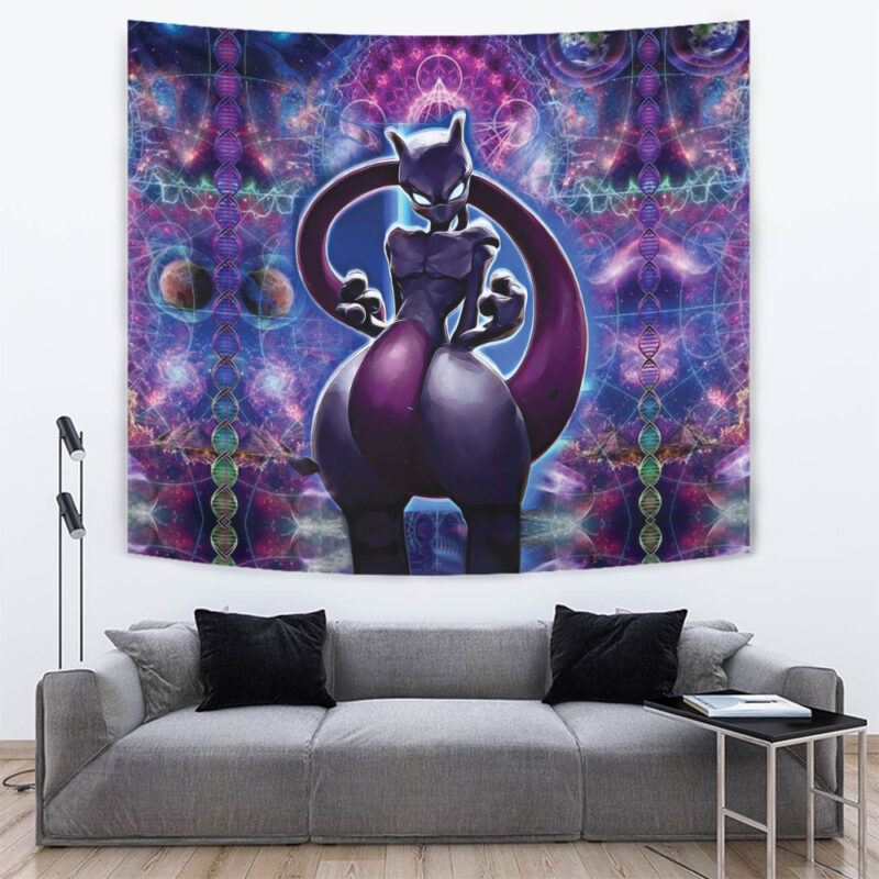 Trippy Cosmic Mewtwo Pokemon Tapestry - Image 2