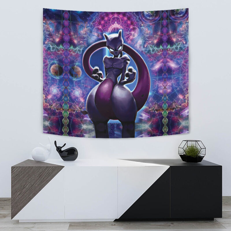 Trippy Cosmic Mewtwo Pokemon Tapestry - Image 5