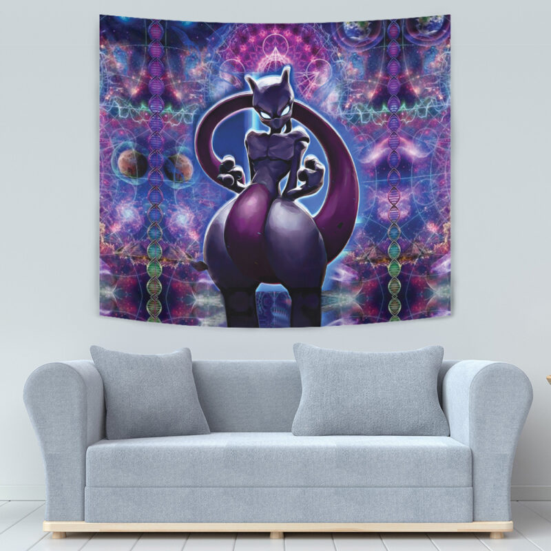 Trippy Cosmic Mewtwo Pokemon Tapestry - Image 3