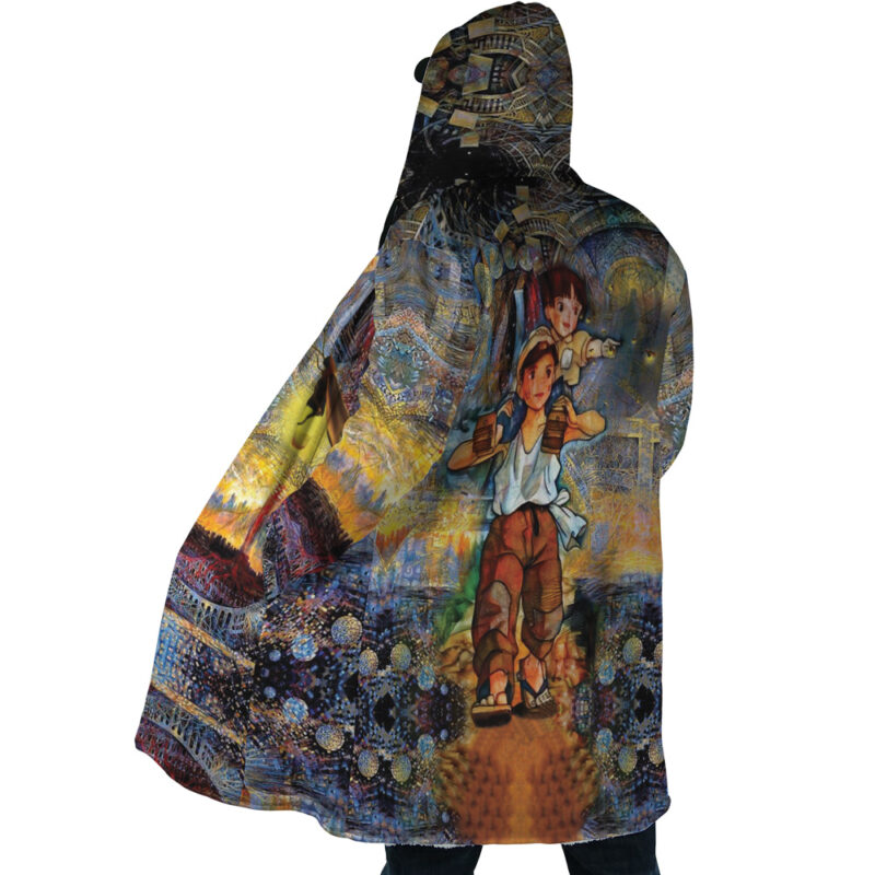 Trippy Grave of the Fireflies Studio Ghibli Dream Cloak Coat - Image 4
