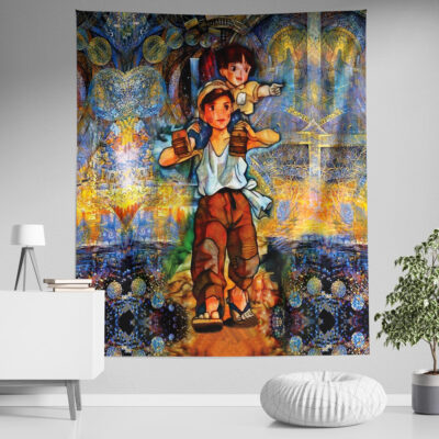 Trippy Grave of the Fireflies Studio Ghibli Tapestry