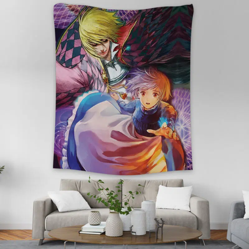 Trippy Howls Moving Castle Studio Ghibli Tapestry - Image 3