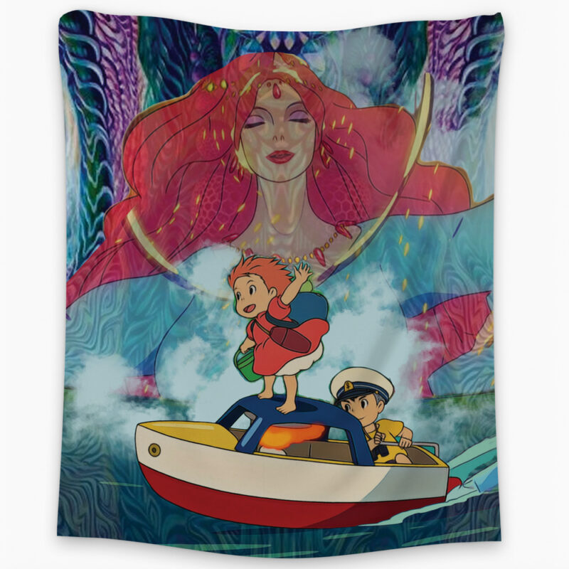 Trippy Ponyo Studio Ghibli Tapestry - Image 2