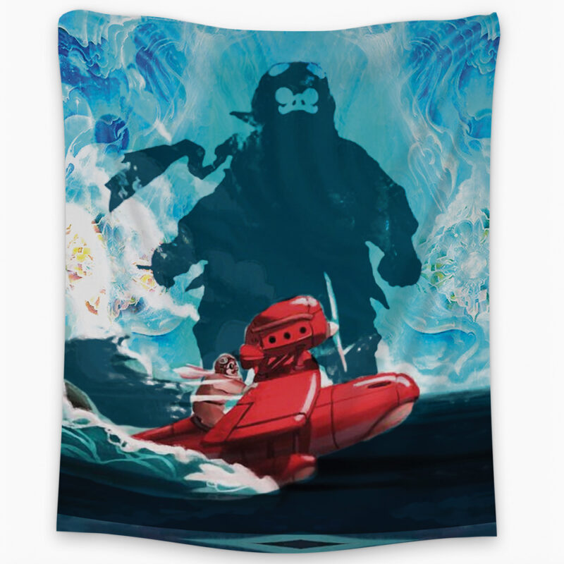 Trippy Porco Rosso Studio Ghibli Tapestry - Image 2