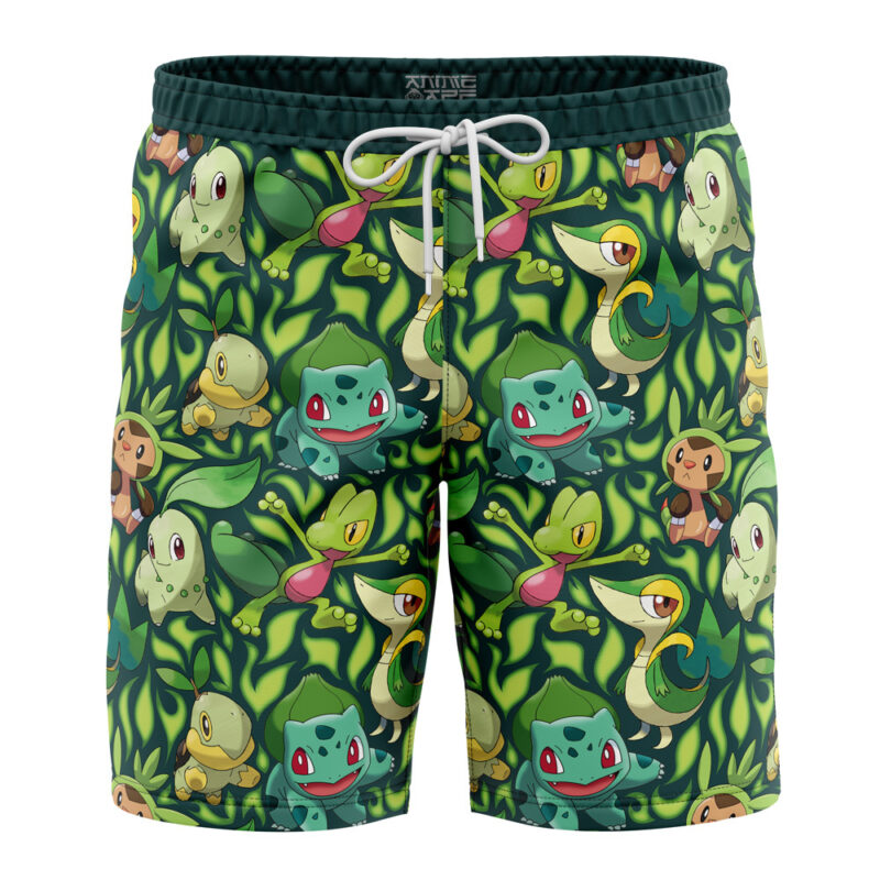 Grass Type Starters Pokemon Board Shorts Swim Trunks