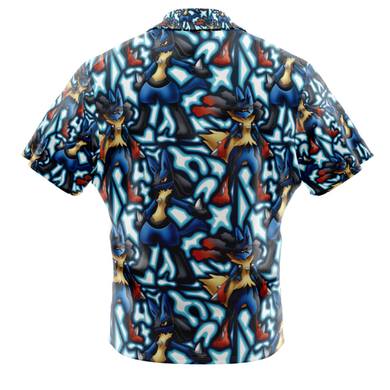 Lucario x Mega Lucario Pokemon Button Up Hawaiian Shirt - Image 2