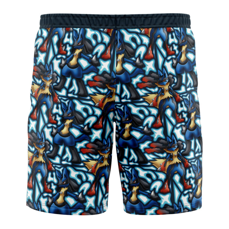 Lucario x Mega Lucario Pokemon Board Shorts Swim Trunks - Image 3