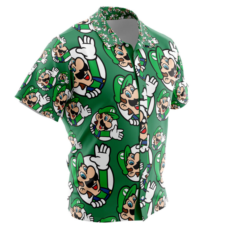Luigi Super Mario Bros Button Up Hawaiian Shirt - Image 2