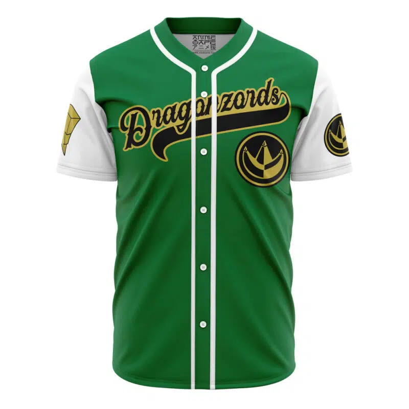 Green Dragonzords Tommy Oliver Power Rangers Baseball Jersey - Anime Ape