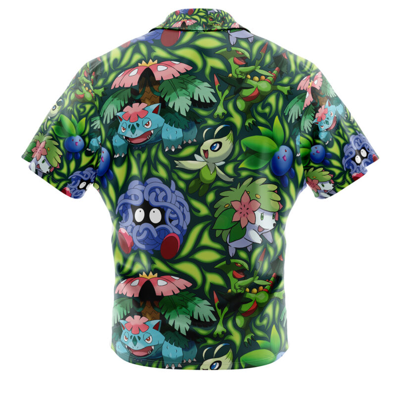 Grass Type Pokemon Pokemon Button Up Hawaiian Shirt - Image 2