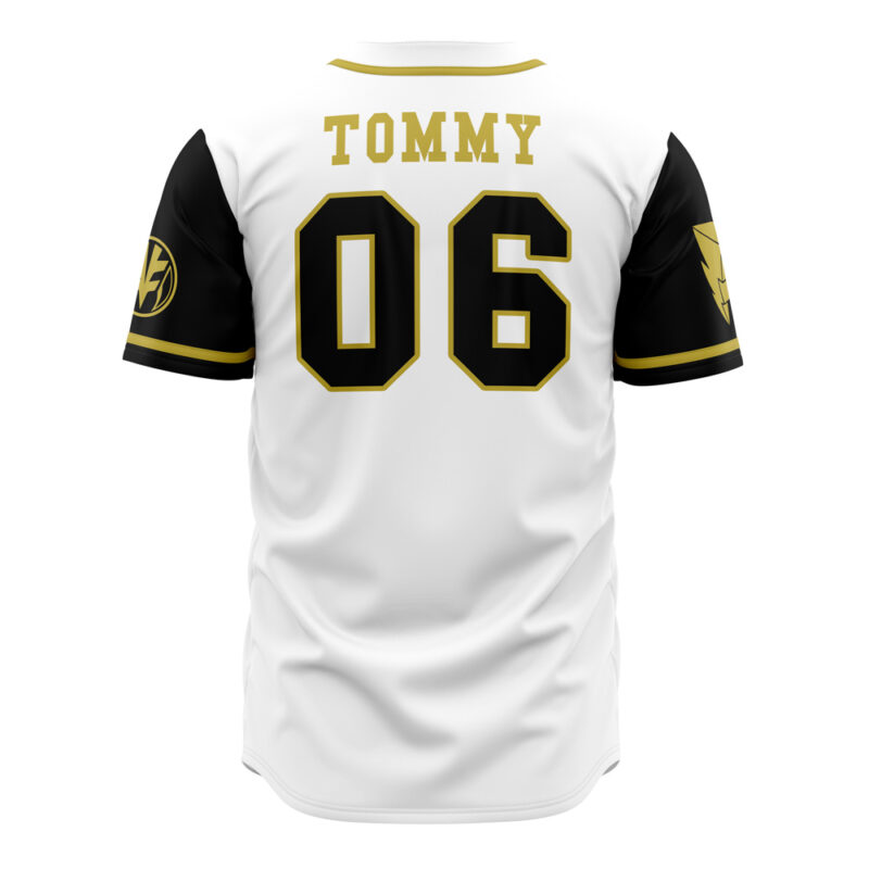 White Tigerzords Tommy Oliver Power Rangers Baseball Jersey - Image 2