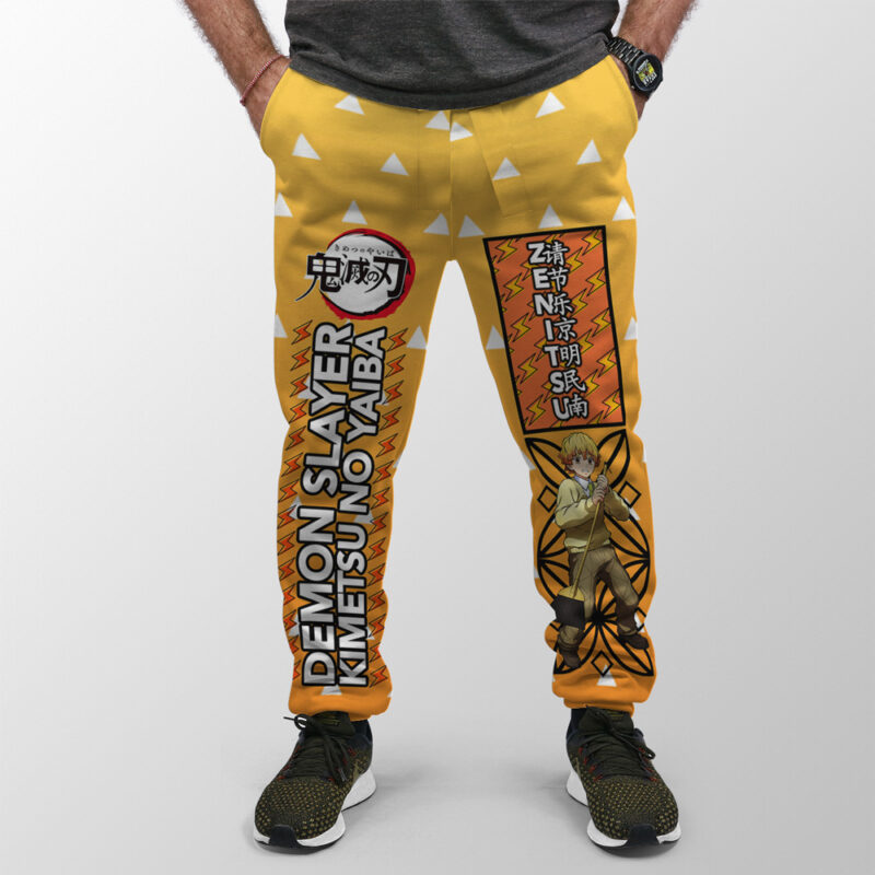 Agatsuma Zenitsu Haori Demon Slayer Streetwear Sweatpants - Image 3