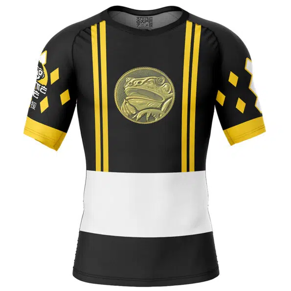 Black Ranger Ninjetti Mighty Morphin Power Rangers Short Sleeve Rash Guard Compression Shirt