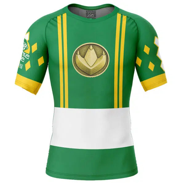 Green Ranger Ninjetti Mighty Morphin Power Rangers Short Sleeve Rash Guard Compression Shirt