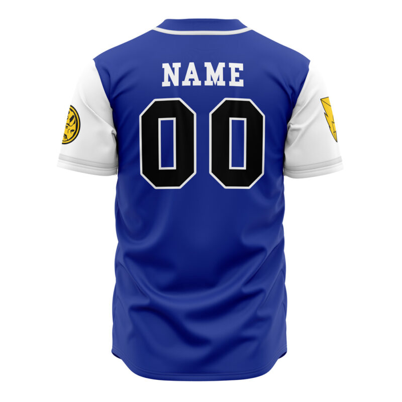 Personalized Triceratops Blue Power Rangers Baseball Jersey - Image 3