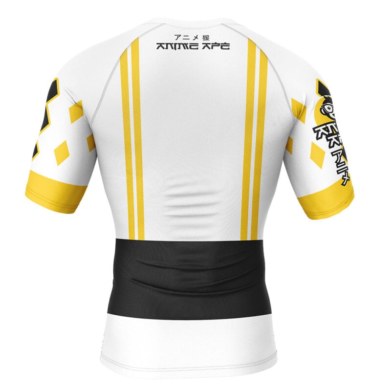 White Ranger Ninjetti Rangers Short Sleeve Rash Guard Compression Shirt - Image 2