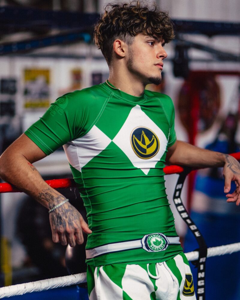 Green Ranger Mighty Morphin Power Rangers Short Sleeve Rash Guard Compression Shirt
