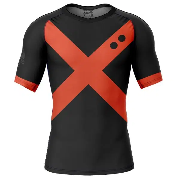 Bakugo My Hero Academia Short Sleeve Rash Guard Compression Shirt