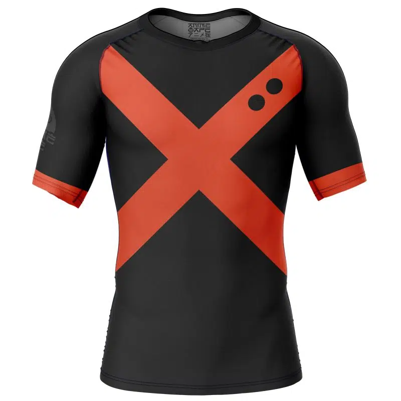 Bakugo My Hero Academia Short Sleeve Rash Guard Compression Shirt